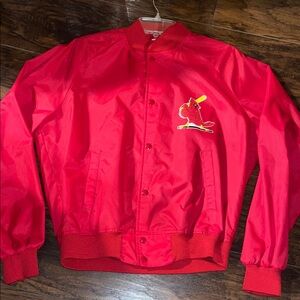Vibrant Red Bomber Jacket with Embroidered Logo